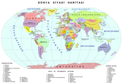 </p><p>Dünya Siyasi Haritası (Haritayı büyütmek için üzerine tıklayınız)