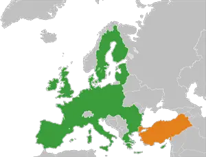 

Avrupa haritasında AB ve Türkiye
