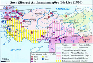 

Sevr Antlaşmasına göre Türkiye haritası