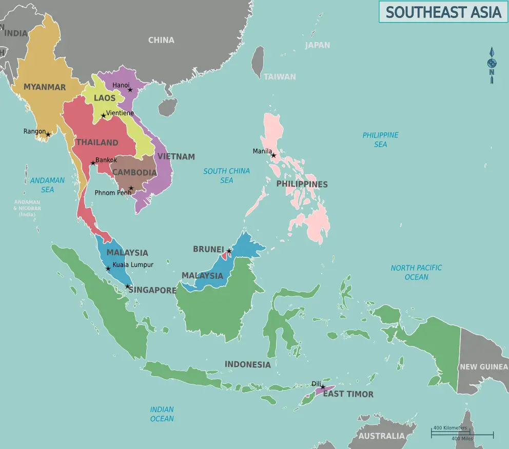 Asya haritası ve uydu görüntüleri