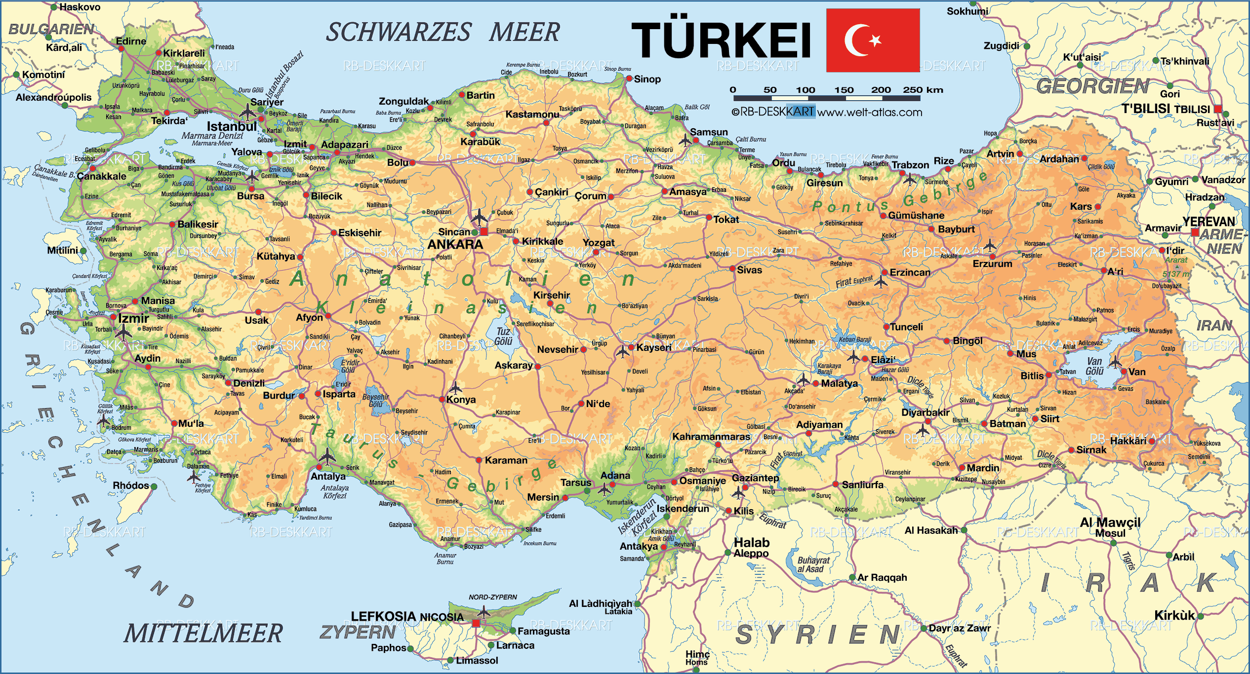 Türkiye haritası ve uydu görüntüleri