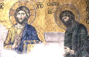 <b>Hz. İsa ve İmparator</b> Bu sahnede VI. Leon, eğilerek İsa’dan günahlarını affetmesini dilerken gösteriliyor