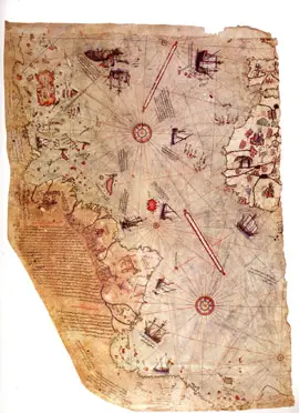 

Piri Reis'in ünlü dünya haritasının bir parçası