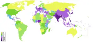 Nüfus yoğunluklarına göre ülkelerin listesi