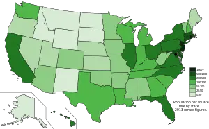 Nüfus yoğunluğuna göre ABD eyaletleri