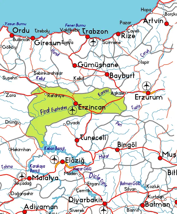 Image result for erzincan haritası