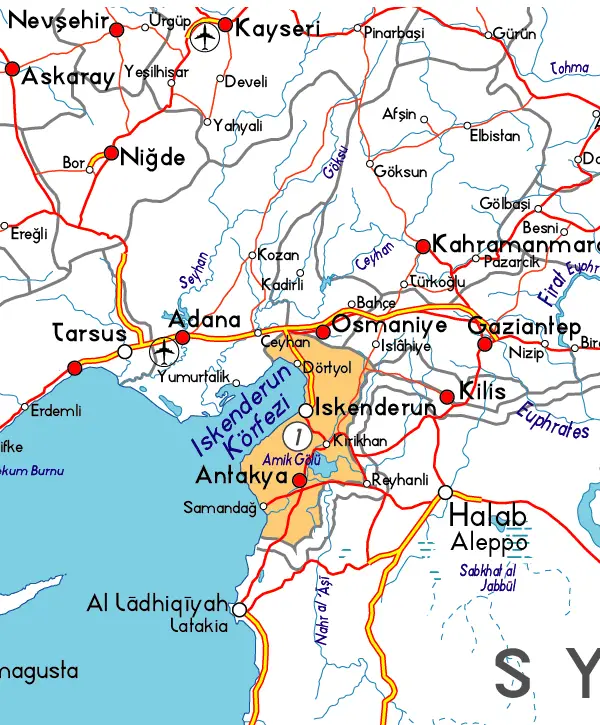 Image result for adana hatay gaziantep haritası